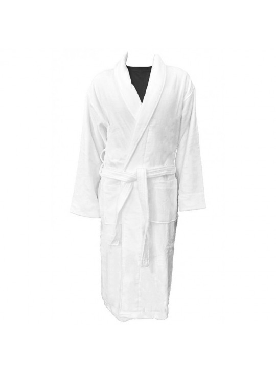Luxury Velour (100%C Pre-Shrunk) Double Loop Cotton 500GSM Shawl Collar Bathrobes White size: 2XL